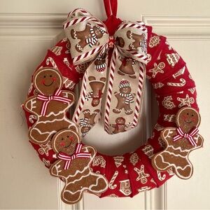 Christmas Gingerbread Man Boy  Winter  Red Tan  12 Inch Front Door  Decor